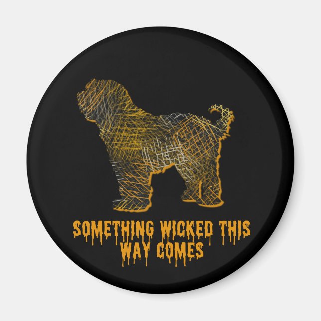 Tibetan Terrier Dog Silhouette Spaß Halloween Magnet (Vorne)