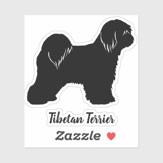 Tibetan Terrier Dog Silhouette Vinyl Sticker (Blatt)
