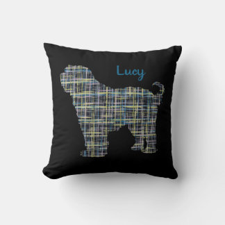 Tibetan Terrier Dog Two Sided Grid Silhouette Name Kissen