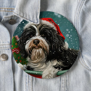 Tibetan Terrier Dog Weihnachtsfest Button