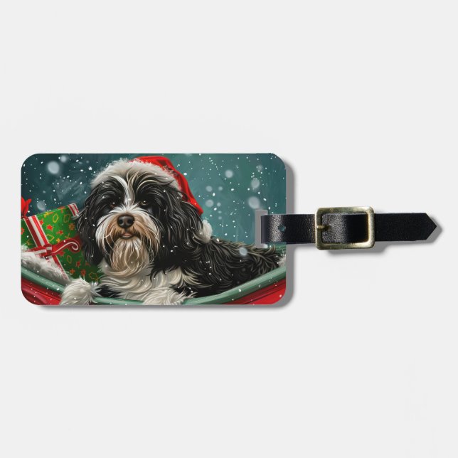 Tibetan Terrier Dog Weihnachtsfest Gepäckanhänger (Vorderseite horizontal)