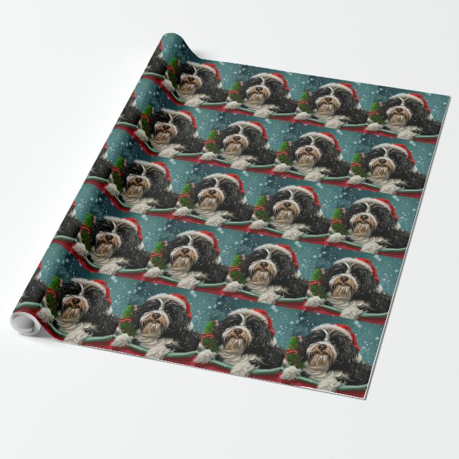 Tibetan Terrier Dog Weihnachtsfest Geschenkpapier (Ungerollt)