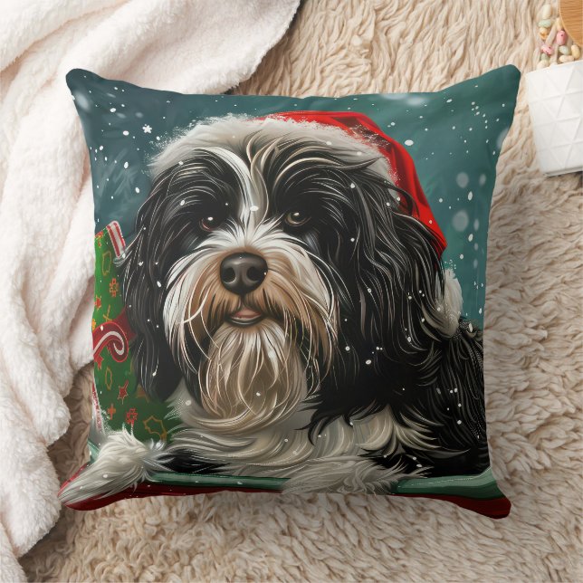 Tibetan Terrier Dog Weihnachtsfest Kissen (Decke)