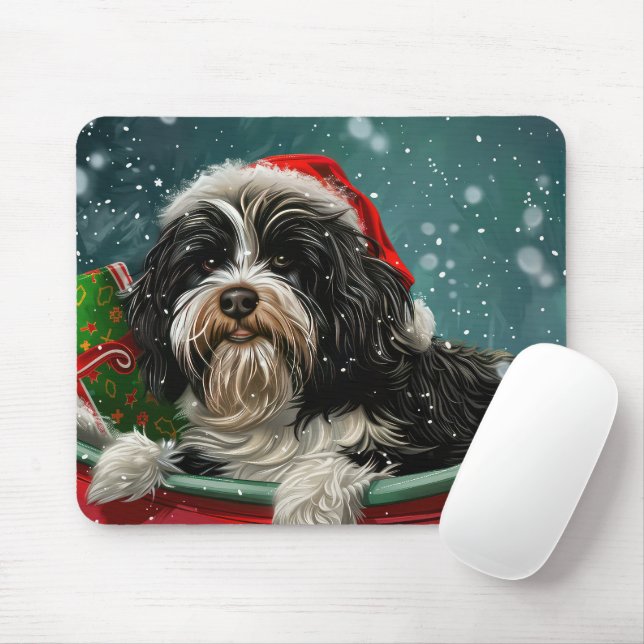 Tibetan Terrier Dog Weihnachtsfest Mousepad (Mit Mouse)