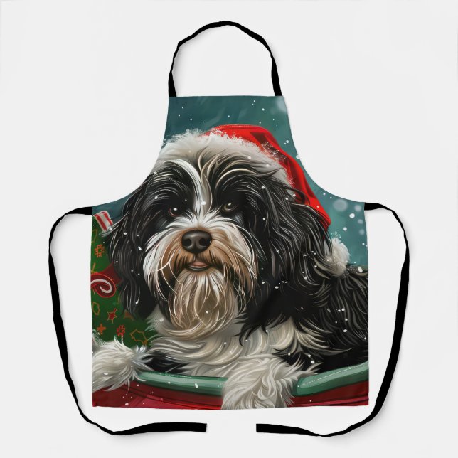 Tibetan Terrier Dog Weihnachtsfest Schürze (Vorderseite)