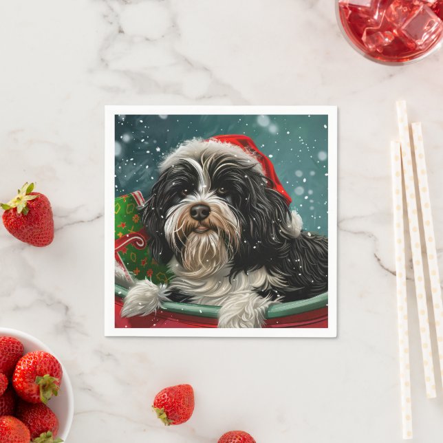 Tibetan Terrier Dog Weihnachtsfest Serviette (Beispiel)