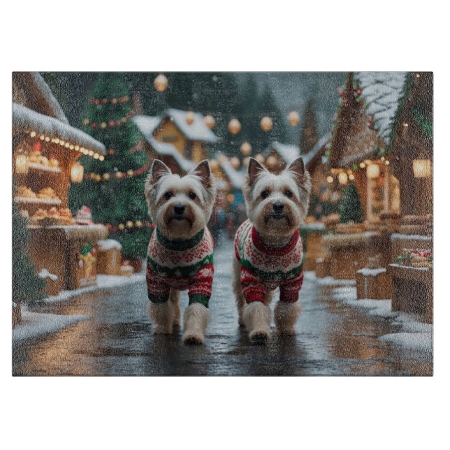 Tibetan Terrier Dogs Christmas Snow Holiday Schneidebrett (Vorderseite)
