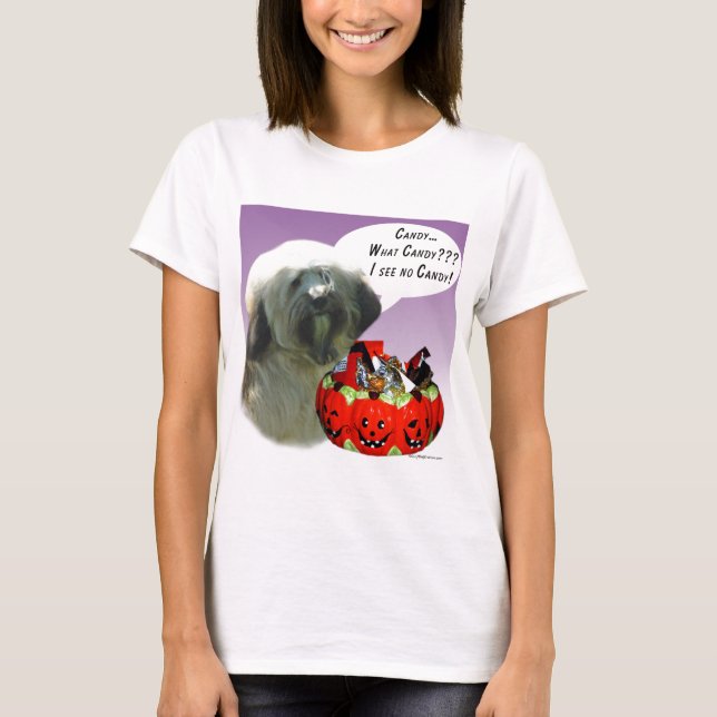Tibetan Terrier Halloween Candy T-Shirt (Vorderseite)
