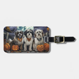 Tibetan Terrier Halloween Gruselig Gepäckanhänger