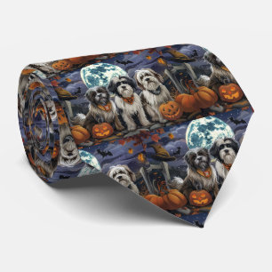 Tibetan Terrier Halloween Spooky Krawatte