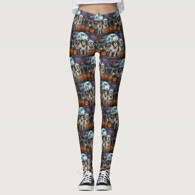 Tibetan Terrier Halloween Spooky Leggings (Vorderseite)