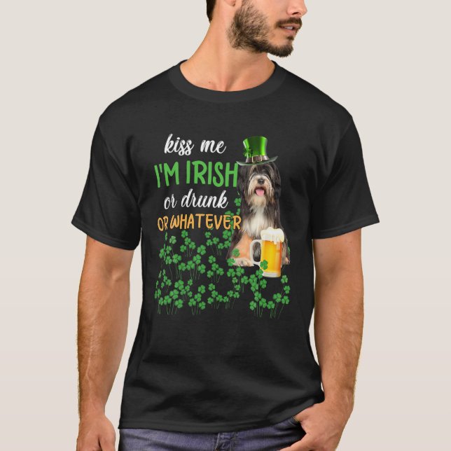 Tibetan Terrier Küss mir, ich bin irisch oder Betr T-Shirt (Vorderseite)