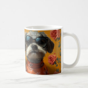 Tibetan Terrier mit Herz Rosen Valentinstag Kaffeetasse