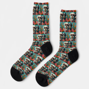 Tibetan Terrier mit Herz Rosen Valentinstag Socken