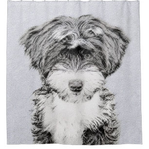 Tibetan Terrier Painting - Niedliche Original Dog Duschvorhang