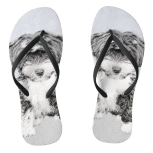 Tibetan Terrier Painting - Niedliche Original Dog Flip Flops