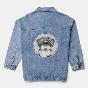 Tibetan Terrier Painting - Niedliche Original Dog  Jeansjacke