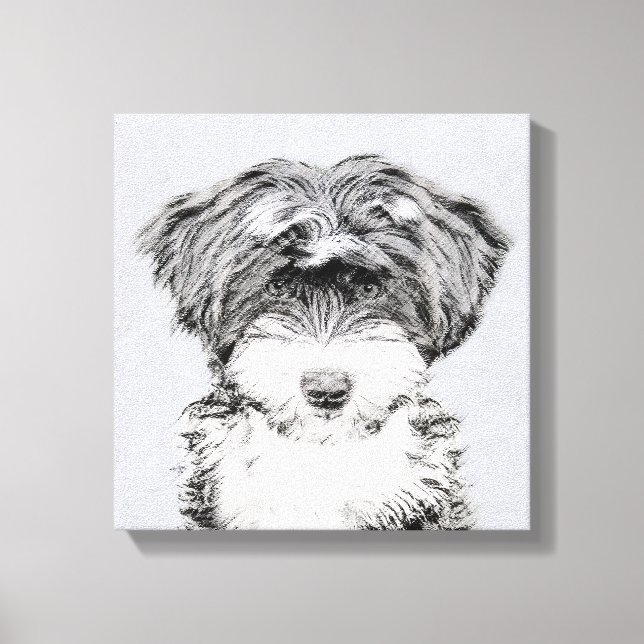Tibetan Terrier Painting - Niedliche Original Dog  Leinwanddruck (Vorderseite)