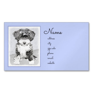 Tibetan Terrier Painting - Niedliche Original Dog Magnetische Visitenkarte
