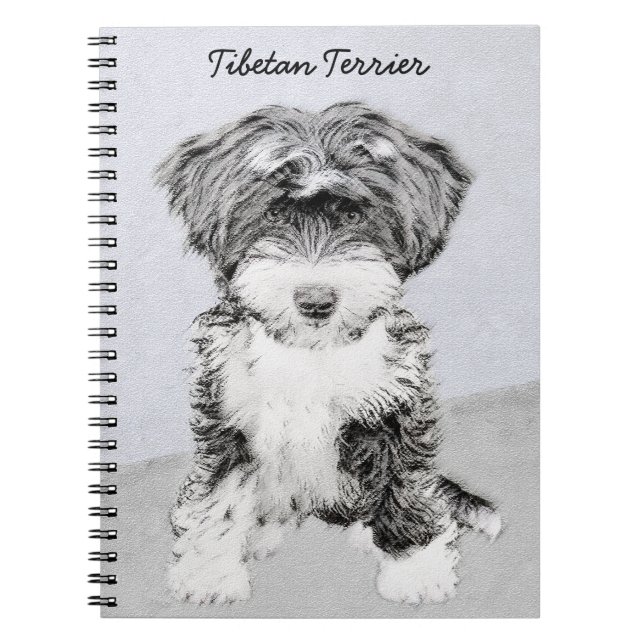 Tibetan Terrier Painting - Niedliche Original Dog  Notizblock (Vorderseite)