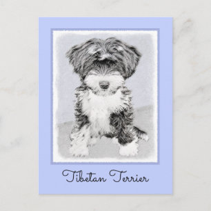 Tibetan Terrier Painting - Niedliche Original Dog  Postkarte