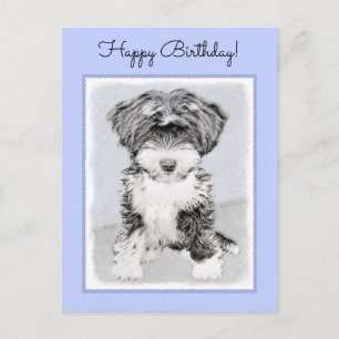 Tibetan Terrier Painting - Niedliche Original Dog Postkarte
