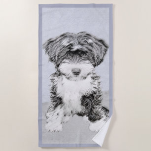 Tibetan Terrier Painting - Niedliche Original Dog  Strandtuch