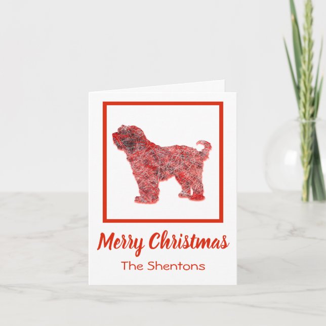 Tibetan Terrier Red Christmas Dog Weihnachtskarte Karte (Vorderseite)