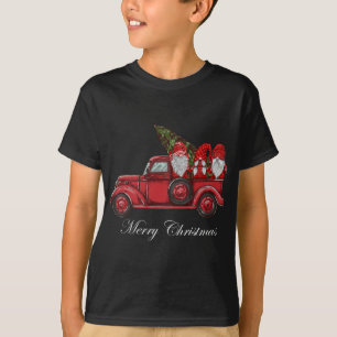Tibetan Terrier Riding Red Truck Frohe Weihnachten T-Shirt