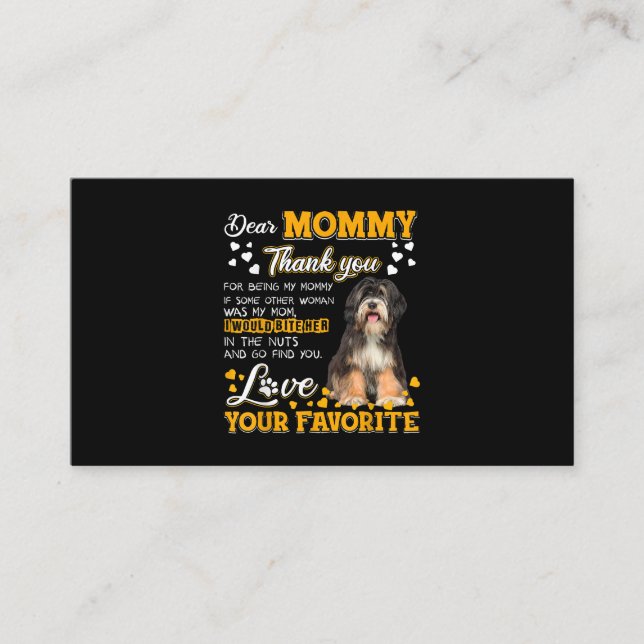 Tibetan Terrier Sehr geehrte Mommy vielen Dank, da Visitenkarte (Vorderseite)