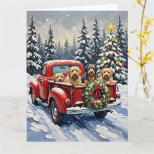 Tibetan Terrier Weihnachten Roter LKW Urlaub Karte