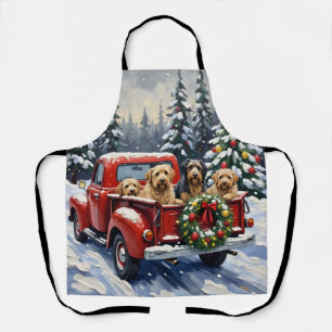 Tibetan Terrier Weihnachten Roter LKW Urlaub Schürze