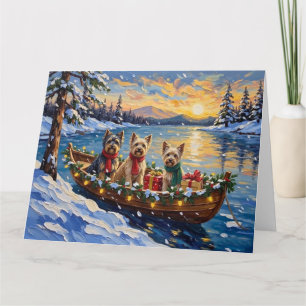 Tibetan Terrier Weihnachtsboot Urlaub Karte