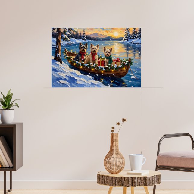 Tibetan Terrier Weihnachtsboot Urlaub Poster (Wohnzimmer 3)