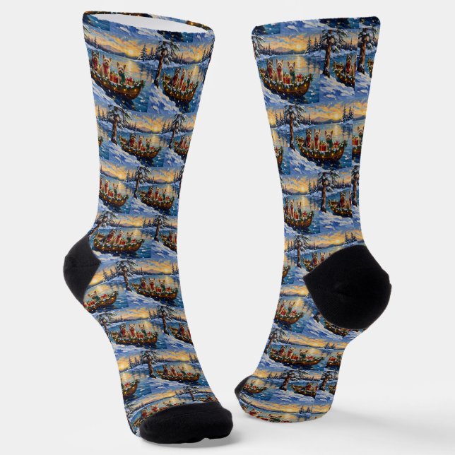 Tibetan Terrier Weihnachtsboot Urlaub Socken (Gewinkelt)