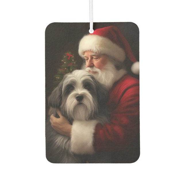 Tibetan Terrier Weihnachtsmann Weihnachten Autolufterfrischer (Vorderseite)