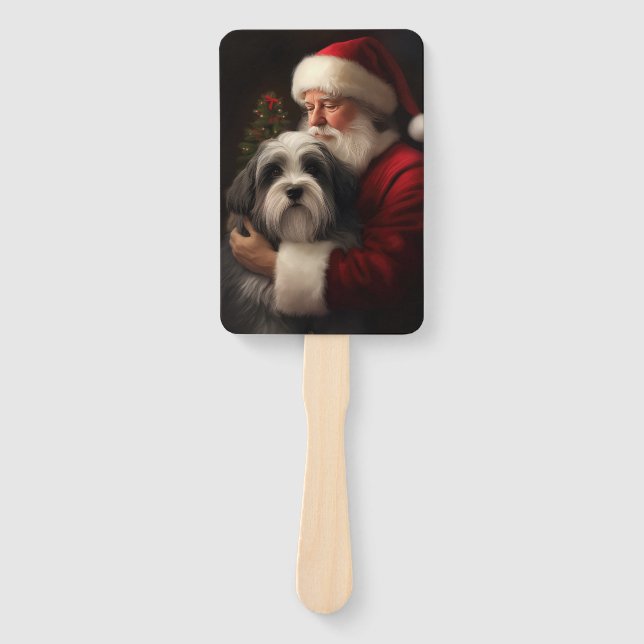 Tibetan Terrier Weihnachtsmann Weihnachten Fächer (Vorderseite)
