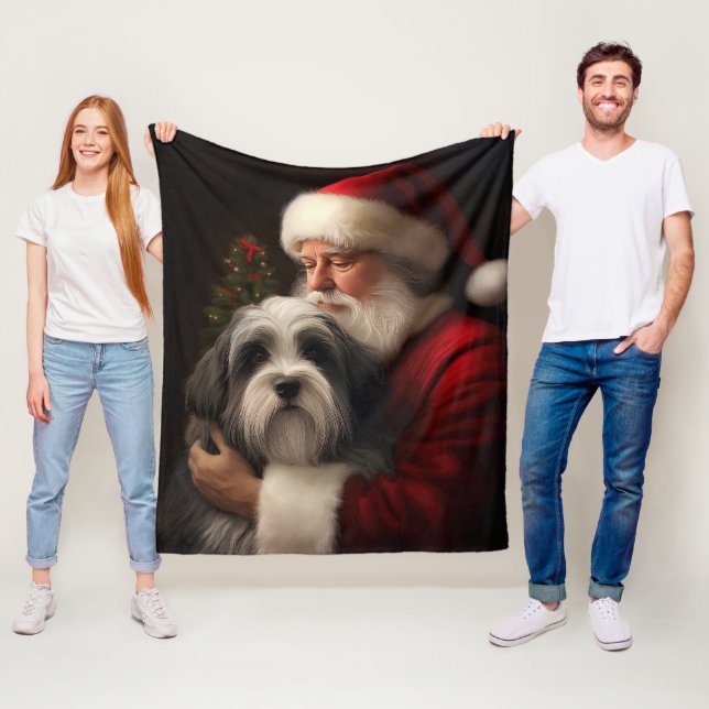 Tibetan Terrier Weihnachtsmann Weihnachten Fleecedecke (Beispiel)