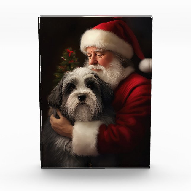 Tibetan Terrier Weihnachtsmann Weihnachten Fotoblock (Vorderseite)