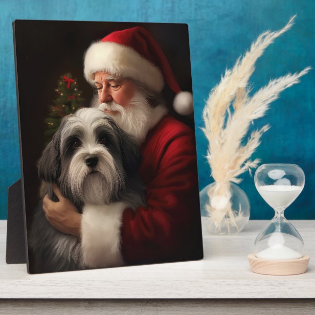 Tibetan Terrier Weihnachtsmann Weihnachten Fotoplatte (Seite)