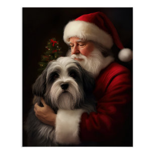 Tibetan Terrier Weihnachtsmann Weihnachten Poster