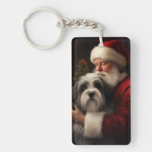 Tibetan Terrier Weihnachtsmann Weihnachten Schlüsselanhänger