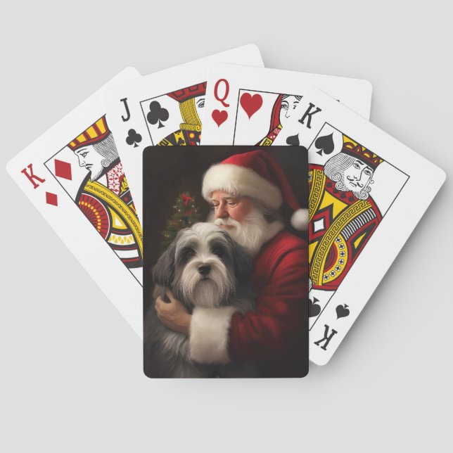 Tibetan Terrier Weihnachtsmann Weihnachten Spielkarten (Rückseite)