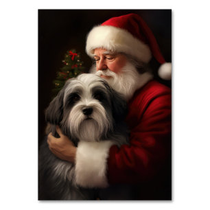 Tibetan Terrier Weihnachtsmann Weihnachten Tischnummer