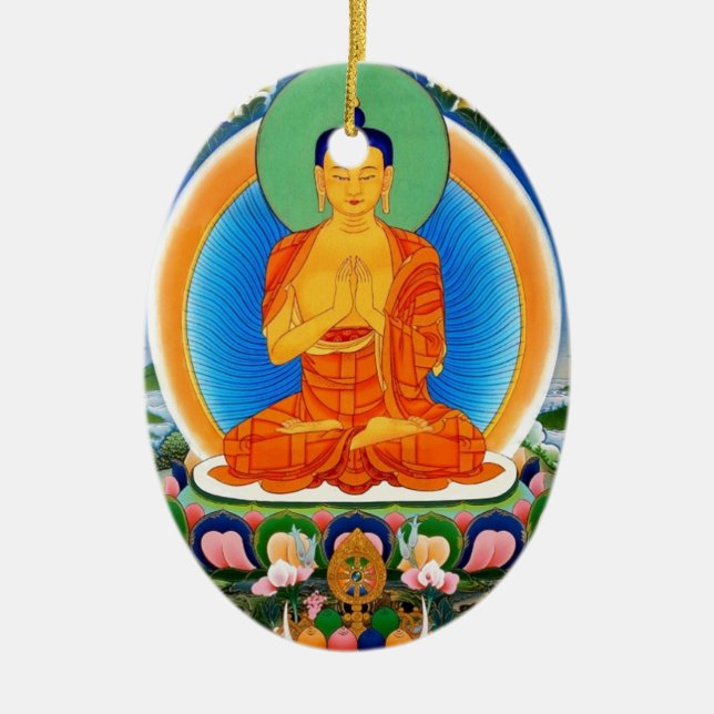 Tibetan Thangka Prabhutaratna Buddha Keramik Ornament (Vorne)