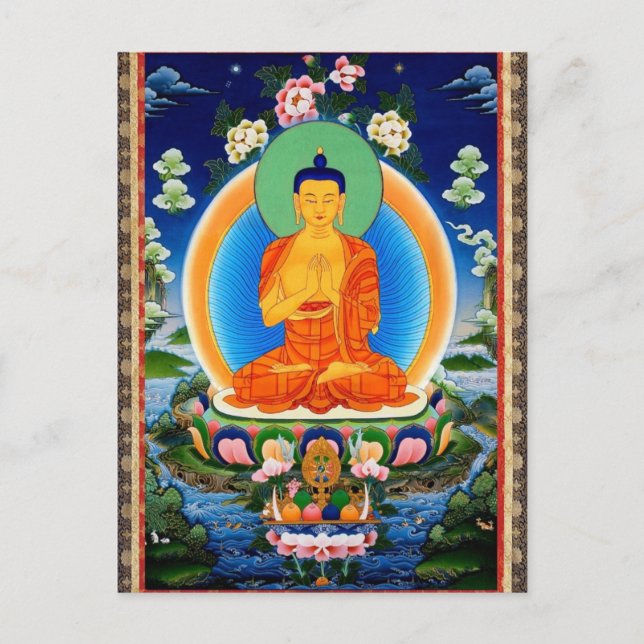 Tibetan Thangka Prabhutaratna Buddha Postkarte (Vorderseite)