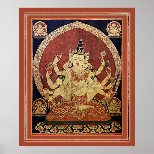 Tibetan Thangka von Guhyasamaja Akshobhyavajra Poster (Vorne)