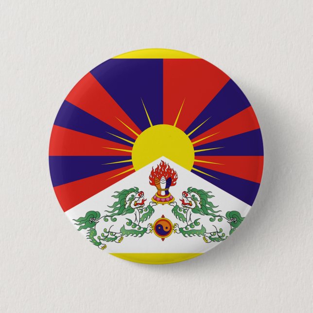 Tibetaner-freie Tibet-Flagge - Peu Rangzen བོད ་ Button (Vorderseite)