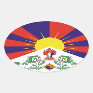 Tibetaner-freie Tibet-Flagge - Peu Rangzen བོ Ovaler Aufkleber