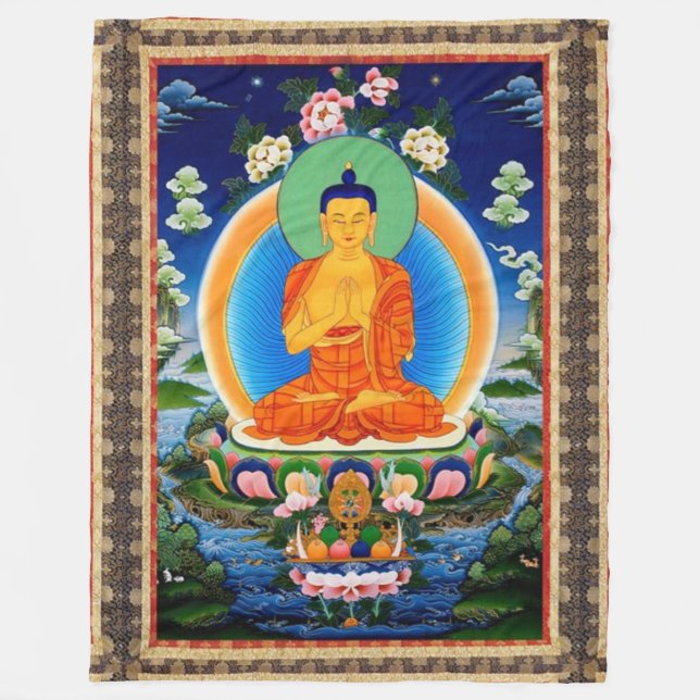 Tibetaner Thangka Prabhutaratna Buddha Fleecedecke (Vorderseite)